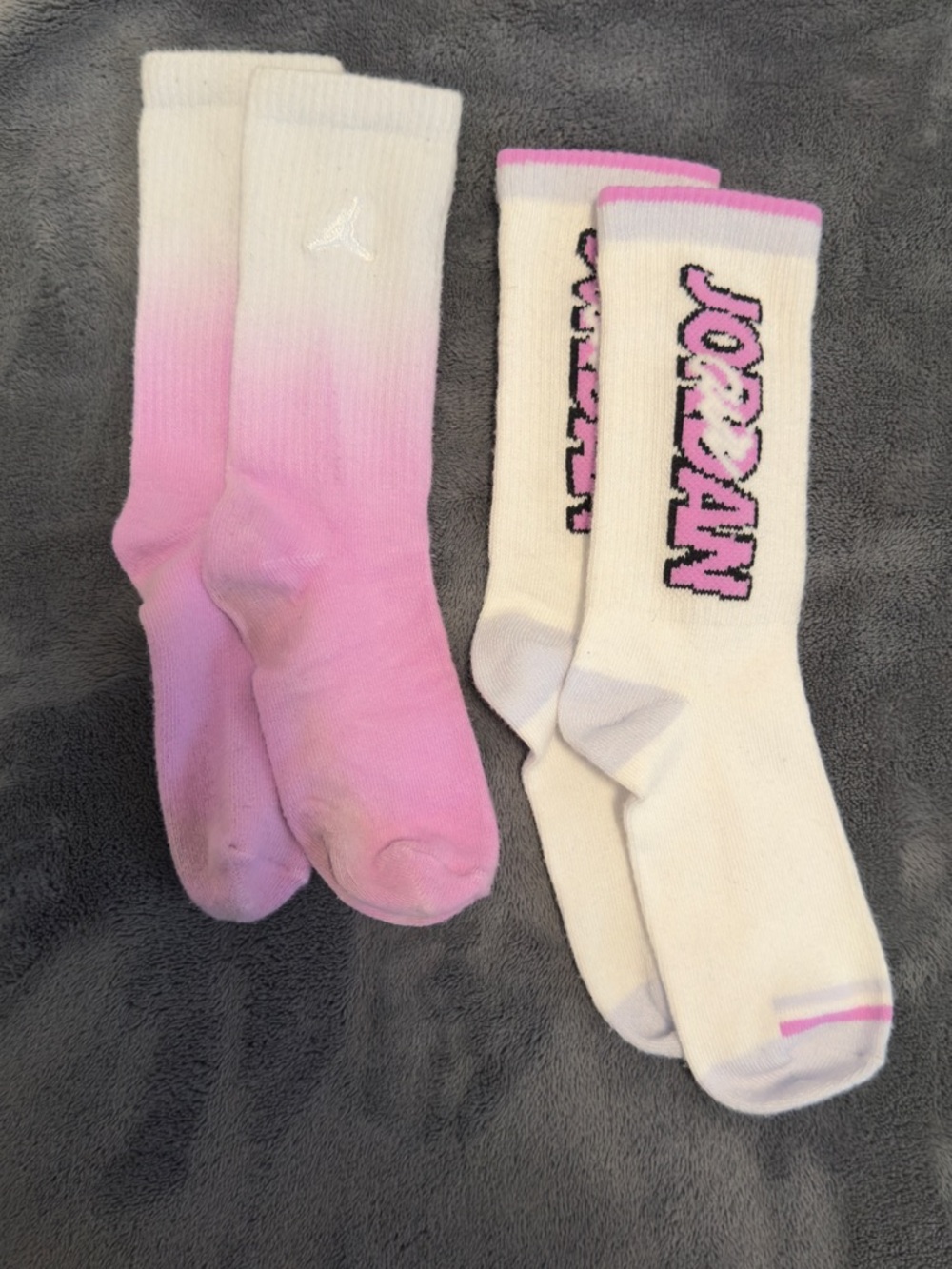 Air Jordan Pink Gradient & White Crew Socks - 2 Pack - women’s/girl’s